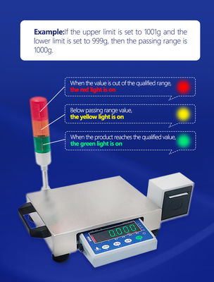 3KG 스틸 SOHE ATJP 스케일 LED 세 가지 색상 경보 조명 및 바코드 QR 코드 인쇄