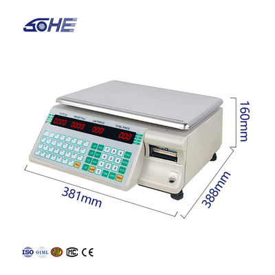 SHV-TMA 바코드 인쇄 테이블 스케일 30kg 및 ABS 플라스틱 / 스테인리스 스틸 판