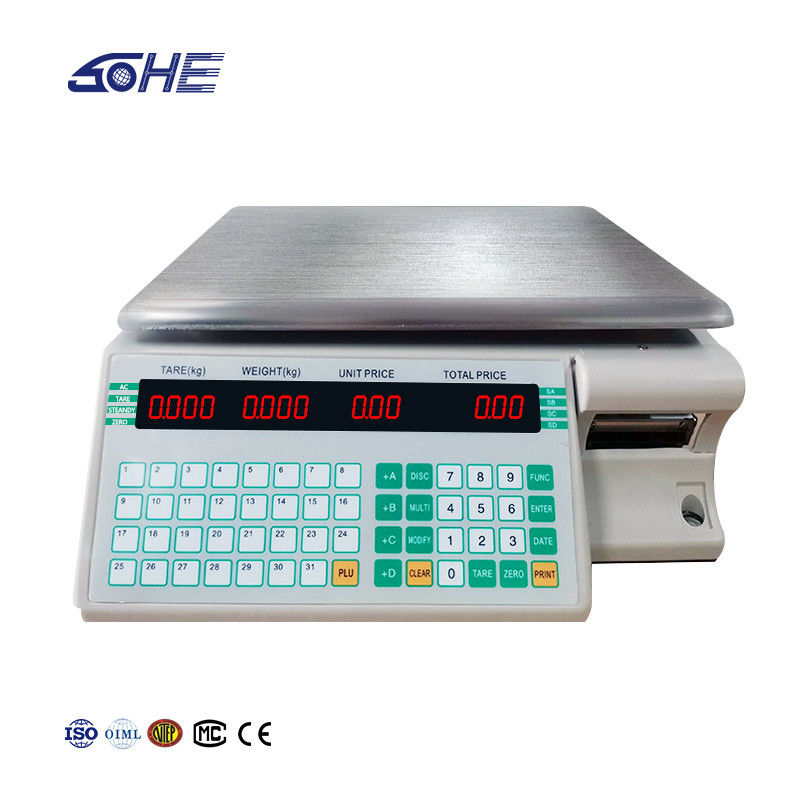 고급 SHV-TMA 바코드 테이블 스케일 30kg ABS 플라스틱 / 스테인리스 스틸 판