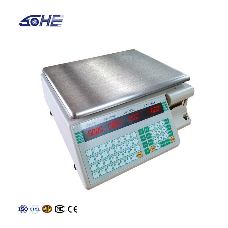 SHV-TMA 바코드 인쇄 테이블 스케일 30kg 및 ABS 플라스틱 / 스테인리스 스틸 판