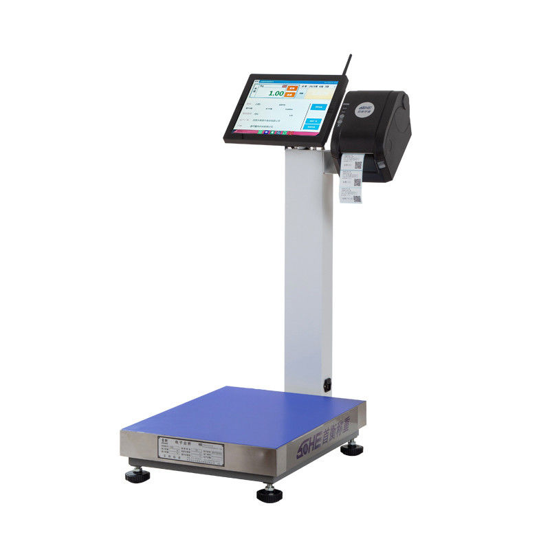 12인치 데스크톱 화면 15-200kg 돼지고기 및 쇠고기 가공 라벨 스케일 12V / 3V 전원 공급 장치